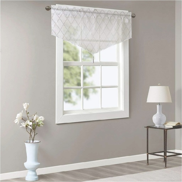🆕️Madison Park Irina Diamond Sheer window Valance - Picture 2 of 4